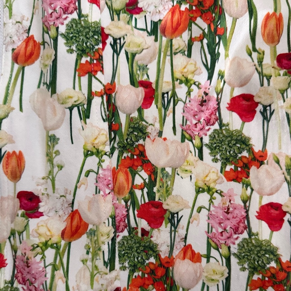 Spring Floral Garden Party Full Zip Knee High Sleeveless Shift Dress